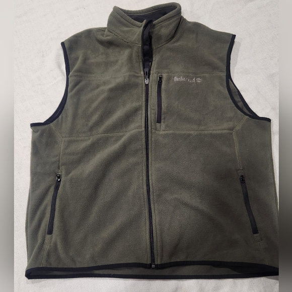 Like NEW Timberland Men's Green Fleece Vest Sz XL - Picture 1 of 9